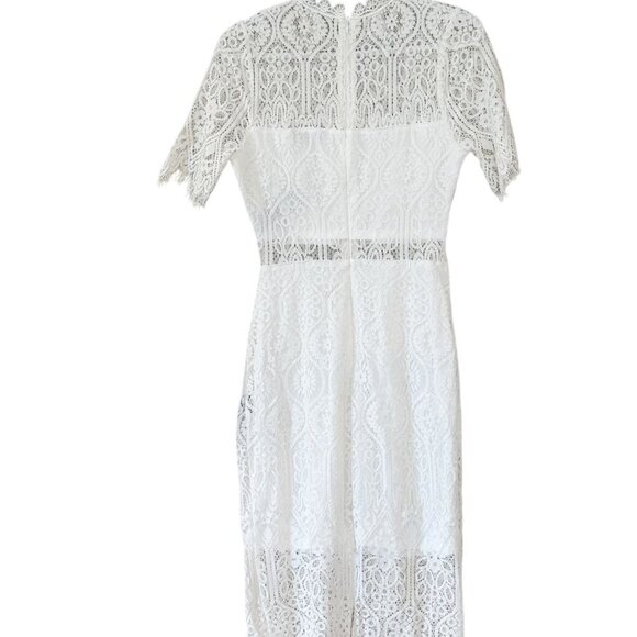 Lulu's Women's Remarkable Sheer Lace Short Sleeve Dress White Size S NWT - Picture 5 of 12